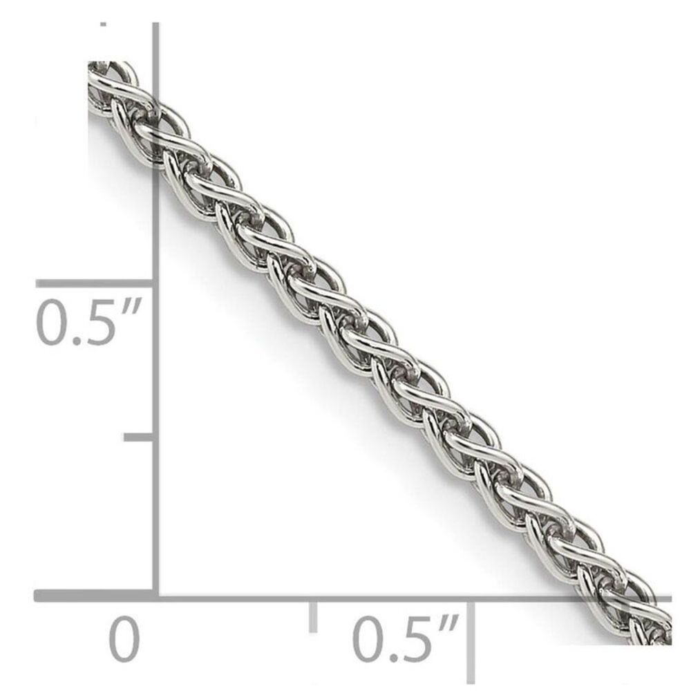 2.5mm Rhodium Sterling Silver Solid Round Spiga Chain Necklace, 28 In - Picture 3 of 6